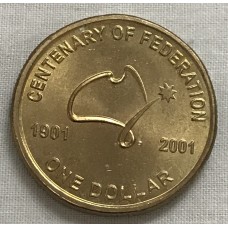 AUSTRALIA 2001 . ONE 1 DOLLAR COIN . CENTURY OF FEDERATION